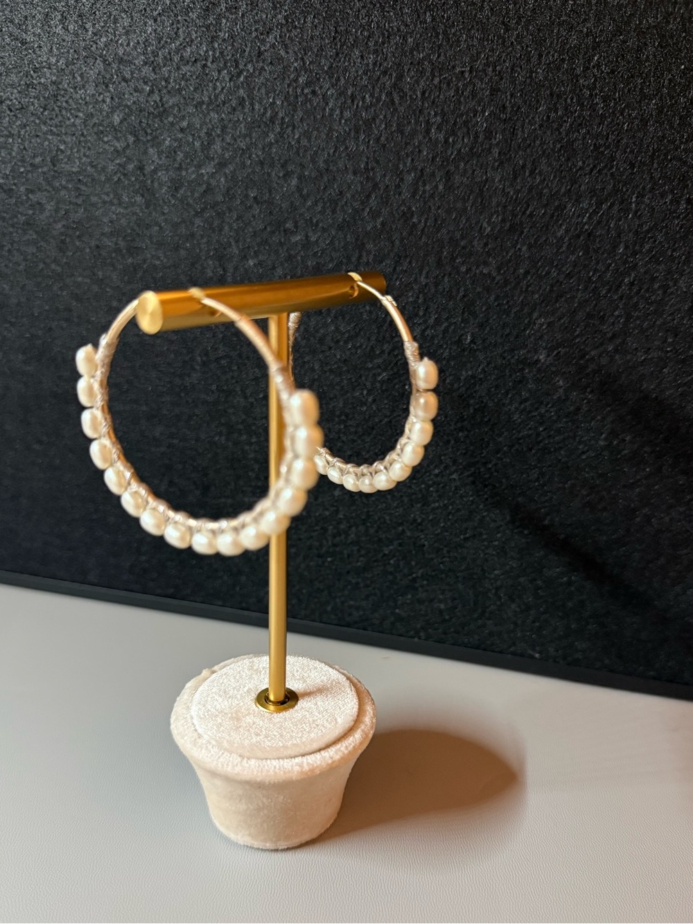 Pearl Beaded Large Hoop Earrings 🗽